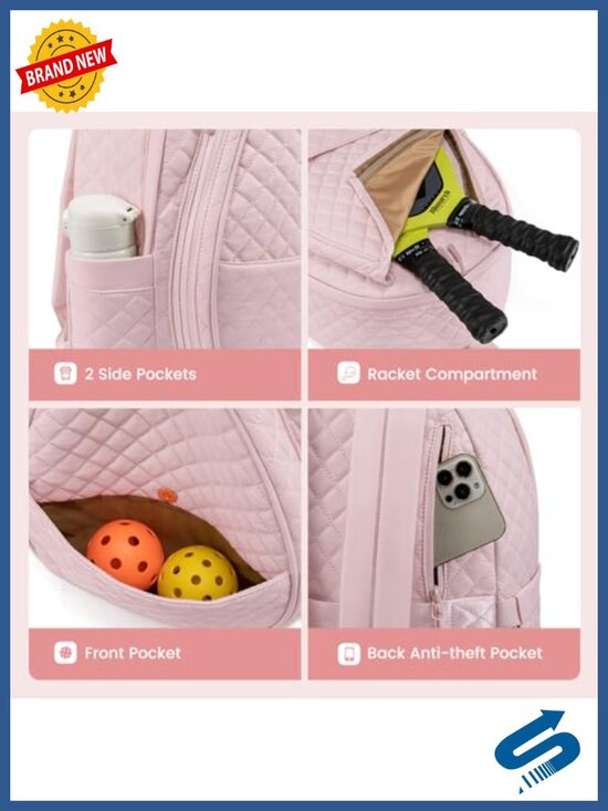 Quilted Tennis Pickleball Racket Bag Backpack for Women